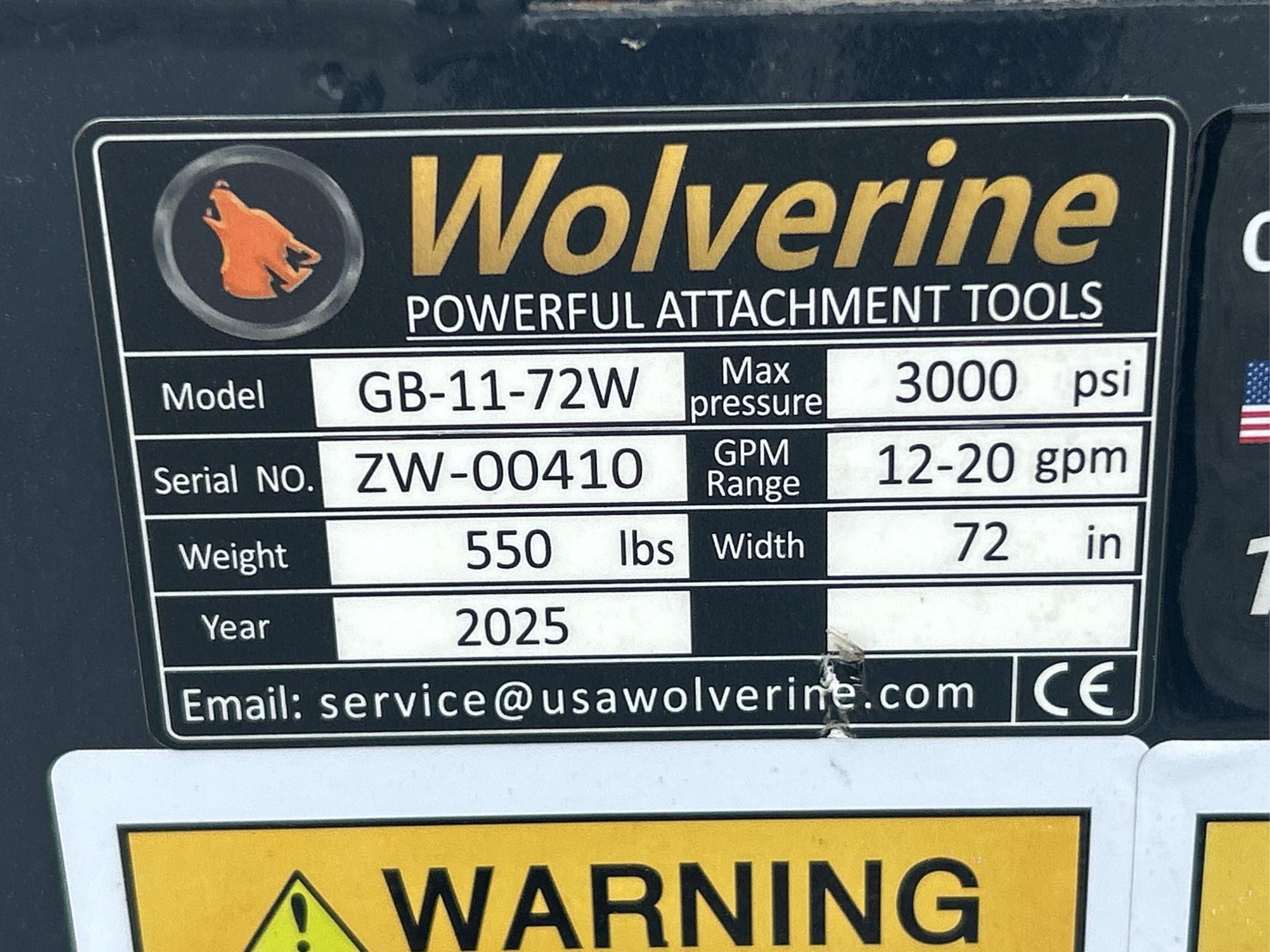 2025 Wolverine 72" Hydraulic Grapple Bucket