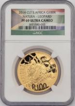 2014 CLT South Africa 100 Rand 1 Ounce .9999 Gold Natura Leopard Proof Coin NGC PF 69 Ultra Cameo
