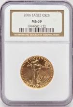 2006 United States $25 American Eagle 1/2 Ounce Fine Gold Coin NGC MS 69