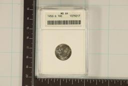 1950-S SILVER ROOSEVELT DIME ANACS MS64