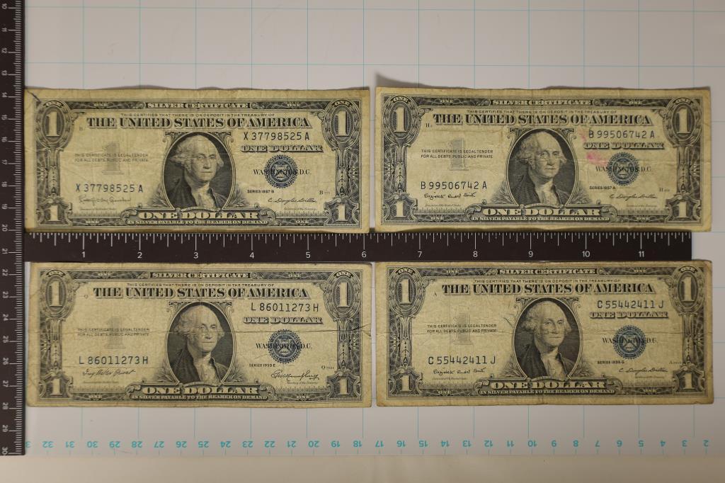 1935-E, 35-G, 57-A & 1957-B US $1 SILVER CERTS,