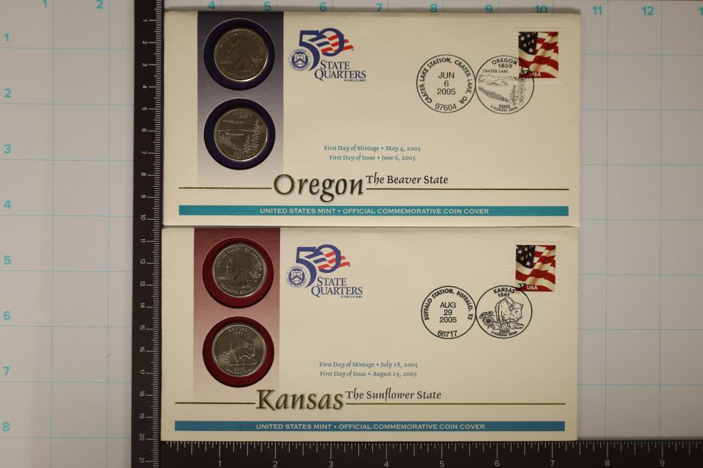 2 US QUARTER BU SETS IN FIRST DAY COVER ENVELOPES