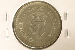 1944 INDIA SILVER HALF RUPEE .0939 OZ. ASW AU