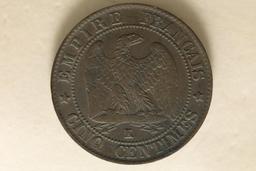 1857-K FRANCE 5 CENTIMES