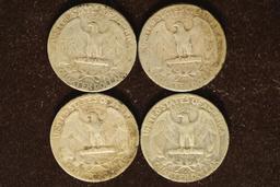 1950, 51, 54 & 1958-D WASHINGTON SILVER QUARTERS