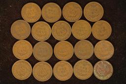19 ASSORTED INDIAN HEAD CENTS: 1900-1909
