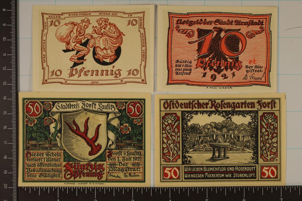 4-1921 GERMAN NOTGELDS: 2 URNFTADT 10 PFENNING &