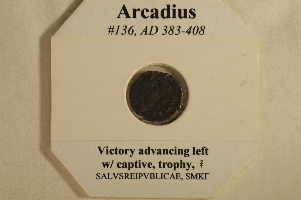 383-408 A.D. ARCADIUS ANCIENT COIN. VICTORY