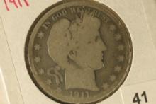 1911 SILVER BARBER HALF DOLLAR