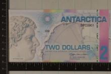 2008 ANTARCTICA $2 CRISP UNC POLYMER COLORIZED