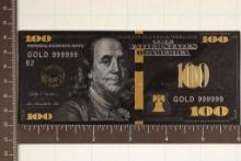 GOLD FOIL 2009-A COLORIZED REPLICA OF A US $100