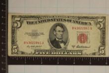 1953-A US $5 RED SEAL NOTE