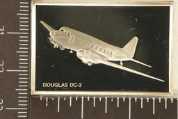 19 GRAMS STERLING SILVER PF INGOT DOUGLAS DC-3