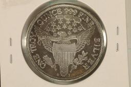 1 TROY OZ .999 FINE SILVER ROUND WITH DRAPED BUST
