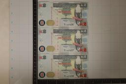 3-2012 ZAMBIA 2 KWACHA CRISP UNC COLORIZED BILLS