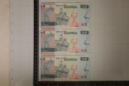 3-2012 ZAMBIA 2 KWACHA CRISP UNC COLORIZED BILLS