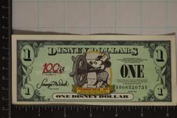 2002 1 DISNEY DOLLAR CRISP UNC BILL STEAMBOAT