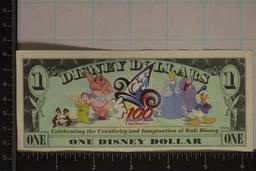 2002 1 DISNEY DOLLAR CRISP UNC BILL STEAMBOAT