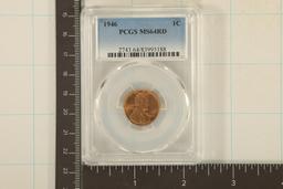 1946 LINCOLN WHEAT CENT PCGS MS64RD