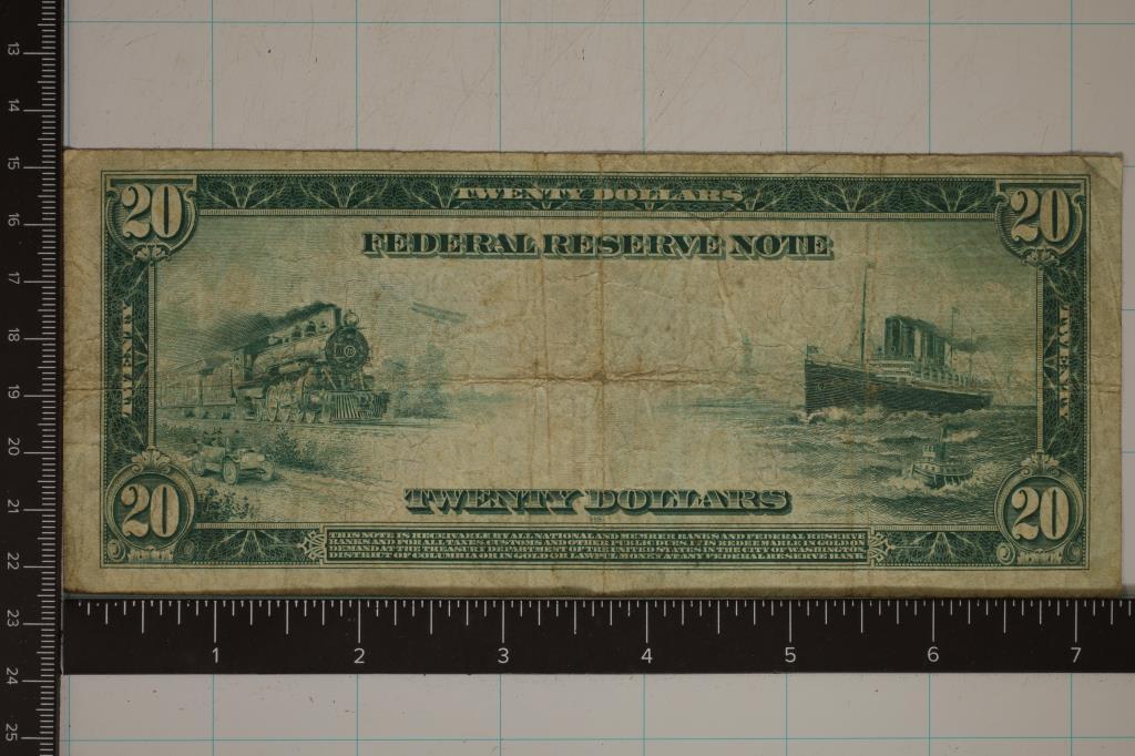 1914 US $20 FRN LARGE SIZE HORSE BLANKET BILL WITH