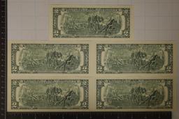 5-1995 US $2 FRN GREEN SEALS CRISP UNC AND