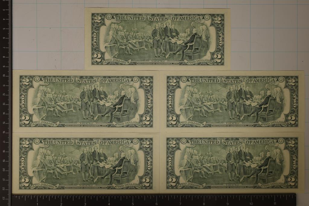 5-1995 US $2 FRN GREEN SEALS CRISP UNC AND