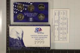 1999 US 50 STATE QUARTERS PROOF SET WITH BOX &