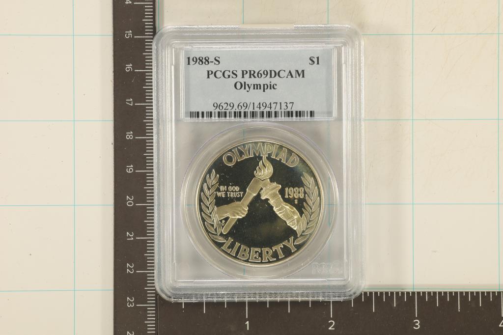 1988-S US SILVER DOLLAR OLYMPICS PCGS PR69 DCAM