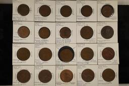 ERRORS 20 AUSTRALIA COINS, 8 HALF PENNIES (1921-