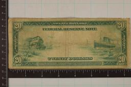 1914 US $20 LARGE SIZE FEDERAL RESERVE NOTE BLUE