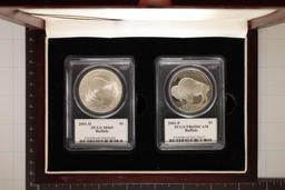 2001-P & D US SILVER BUFFALO $1 BOTH PCGS, THE