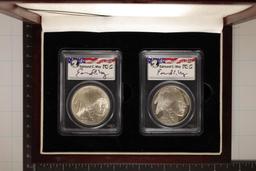 2001-P & D US SILVER BUFFALO $1 BOTH PCGS, THE