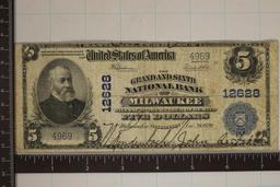 1924 US LARGE SIZE $5 NATIONAL CURRENCY BLUE SEAL