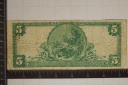 1924 US LARGE SIZE $5 NATIONAL CURRENCY BLUE SEAL
