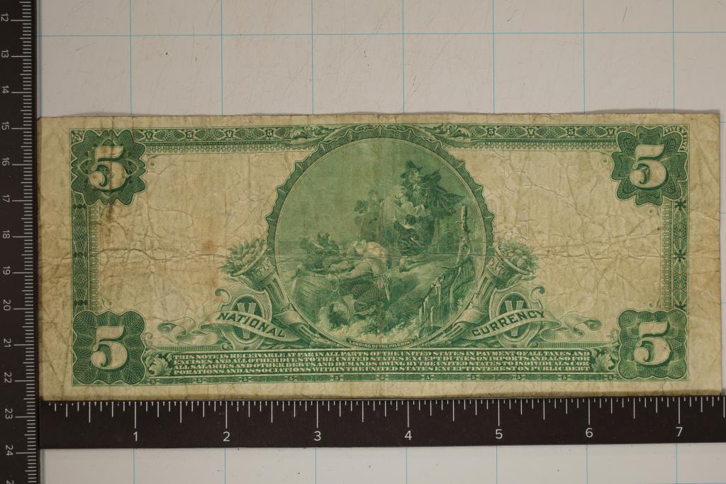 1924 US LARGE SIZE $5 NATIONAL CURRENCY BLUE SEAL