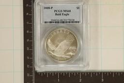 2008-P US BALD EAGLE SILVER DOLLAR PCGS MS68
