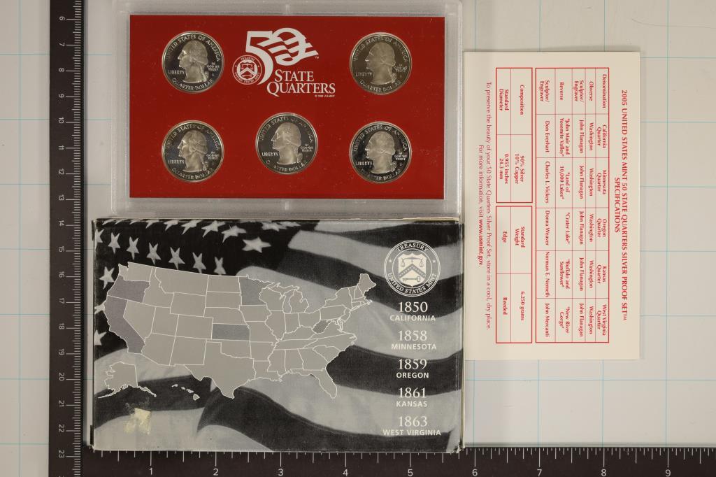 2005 SILVER US 50 STATE QUARTERS PROOF SET WITHBOX