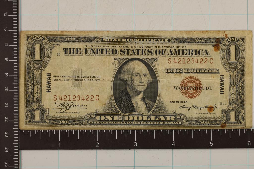 1935-A HAWAIIAN OVERPRINT US $1 SILVER CERTIFICATE