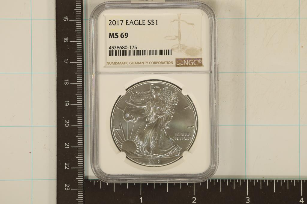 2017 AMERICAN SILVER EAGLE NGC MS69 1 OZ. SILVER