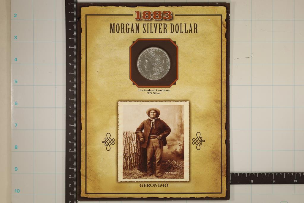 1883 MORGAN SILVER DOLLAR UNC ON GERONIMO