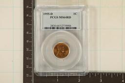1955-D LINCOLN WHEAT CENT PCGS MS64RD