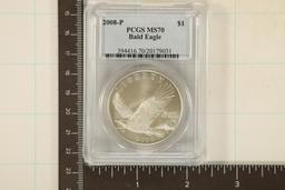 2008-P BALD EAGLE US SILVER DOLLAR PCGS MS70