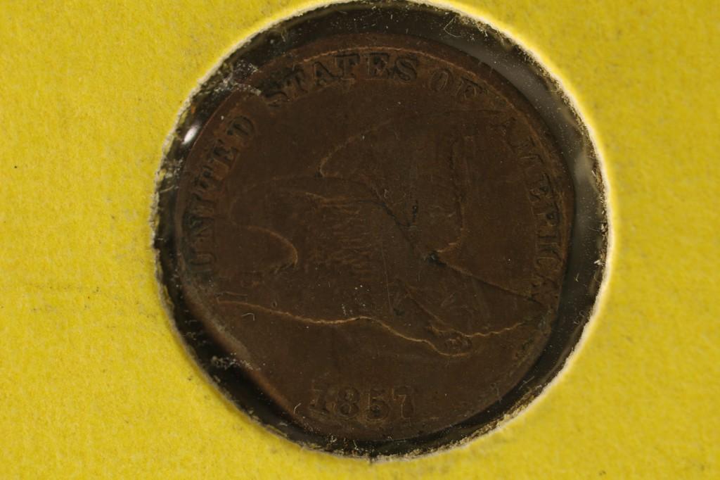 1857 FLYING EAGLE CENT WITH RIM BUMP