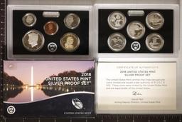 2018 US SILVER PROOF SET (WITH BOX) AND CERT.