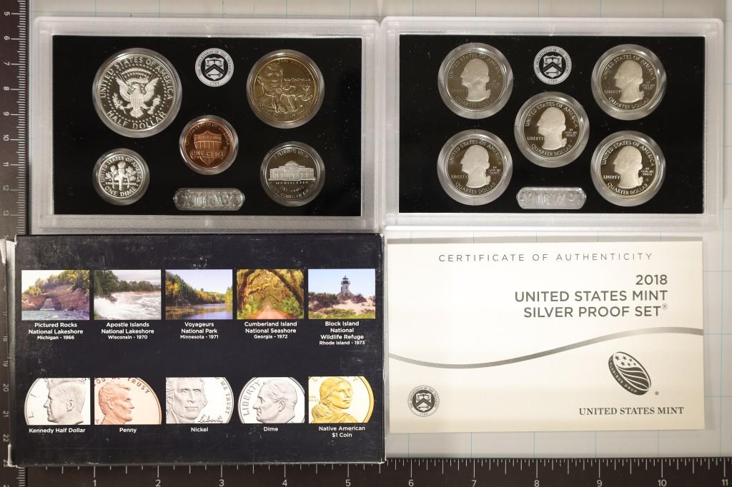 2018 US SILVER PROOF SET (WITH BOX) AND CERT.