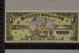2005 DISNEY $1 CRISP UNC COLORIZED BILL "DUMBO"