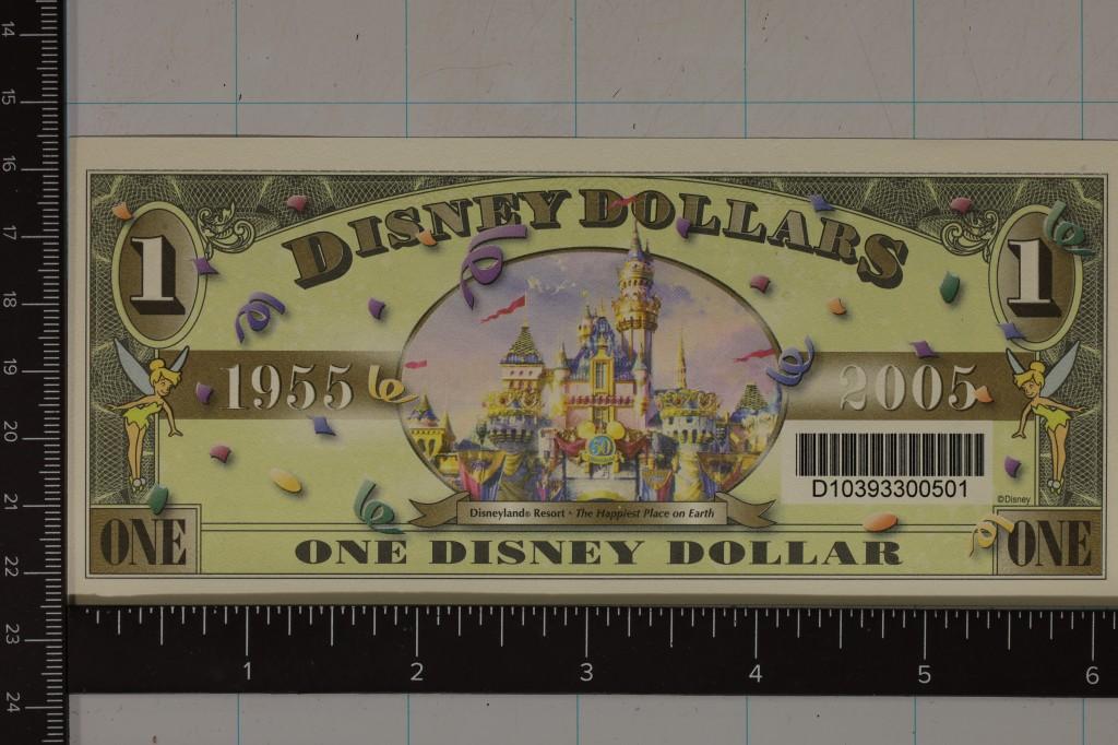 2005 DISNEY $1 CRISP UNC COLORIZED BILL "DUMBO"