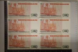 6-1987 PERU CRISP UNC 50 INTIS BILLS CRISP UNC