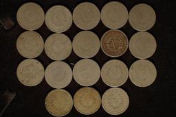 18 ASSORTED LIBERTY "V" NICKELS. 1891-1911
