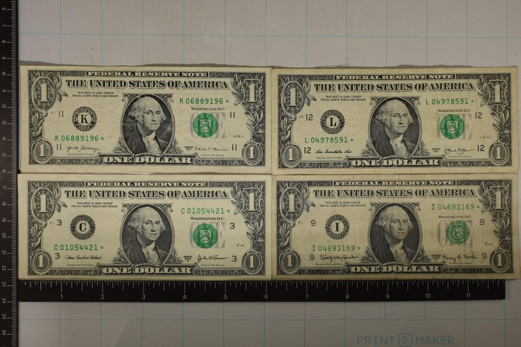 1963-A, 2003-A, 2013 & 2017 US $1 FRN STAR NOTES
